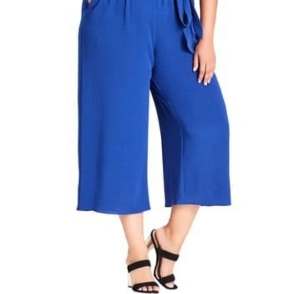 City Chic Off-Shoulder Jumpsuit - Lapis - Picture 2 of 7